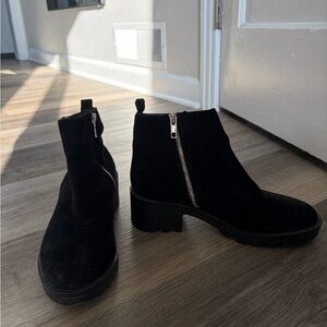 Forever 21 Black Ankle Booties with Silver Zipper